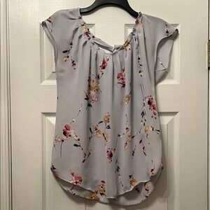 LC Lauren Conrad Gray Floral Blouse